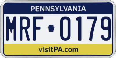 PA license plate MRF0179