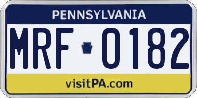 PA license plate MRF0182