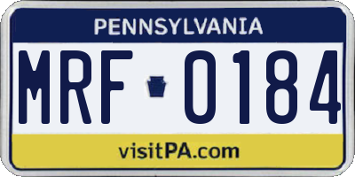 PA license plate MRF0184