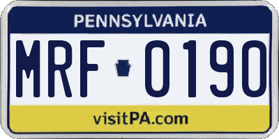 PA license plate MRF0190