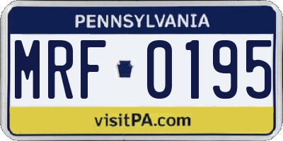 PA license plate MRF0195