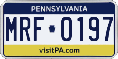 PA license plate MRF0197