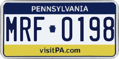 PA license plate MRF0198