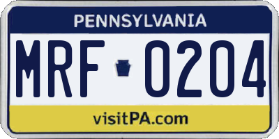 PA license plate MRF0204