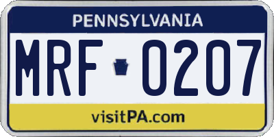 PA license plate MRF0207