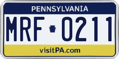PA license plate MRF0211
