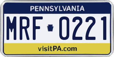 PA license plate MRF0221