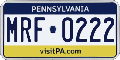 PA license plate MRF0222
