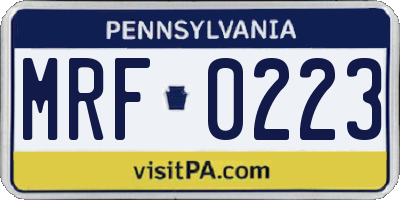 PA license plate MRF0223