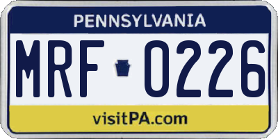 PA license plate MRF0226