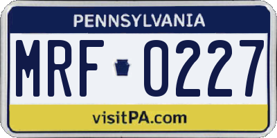 PA license plate MRF0227