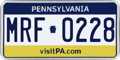 PA license plate MRF0228