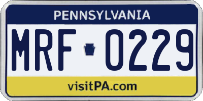 PA license plate MRF0229