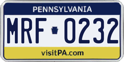 PA license plate MRF0232