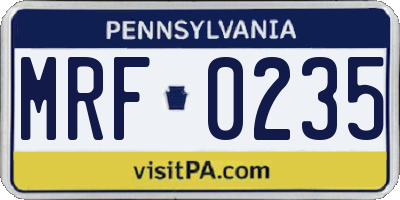PA license plate MRF0235