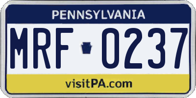 PA license plate MRF0237