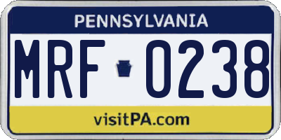 PA license plate MRF0238
