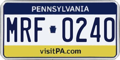 PA license plate MRF0240
