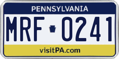 PA license plate MRF0241