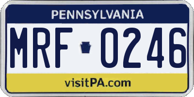 PA license plate MRF0246