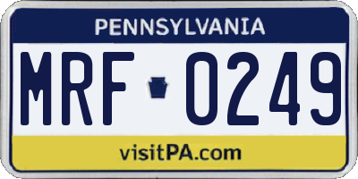 PA license plate MRF0249