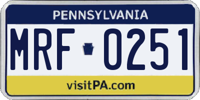 PA license plate MRF0251