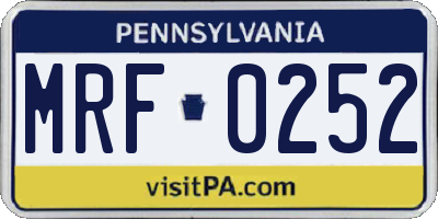 PA license plate MRF0252