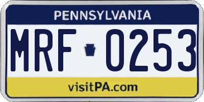 PA license plate MRF0253
