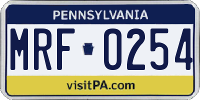 PA license plate MRF0254