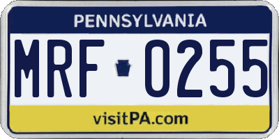 PA license plate MRF0255