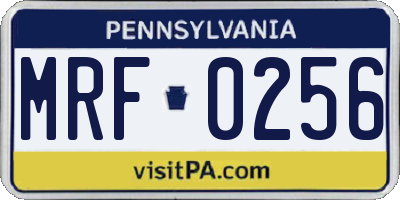 PA license plate MRF0256