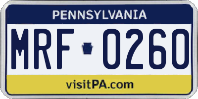PA license plate MRF0260