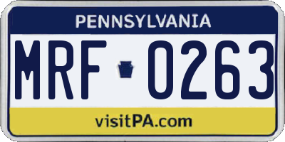 PA license plate MRF0263