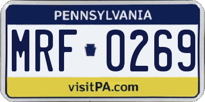 PA license plate MRF0269