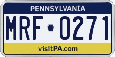 PA license plate MRF0271