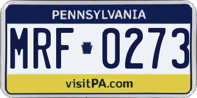 PA license plate MRF0273