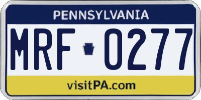 PA license plate MRF0277