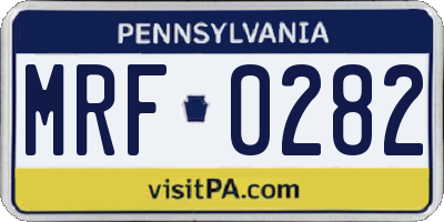 PA license plate MRF0282