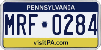 PA license plate MRF0284