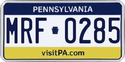 PA license plate MRF0285