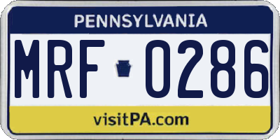 PA license plate MRF0286