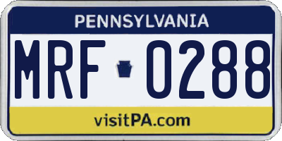 PA license plate MRF0288