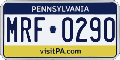 PA license plate MRF0290
