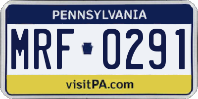 PA license plate MRF0291