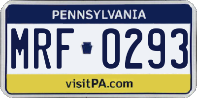 PA license plate MRF0293