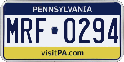 PA license plate MRF0294