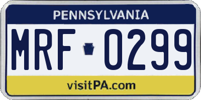 PA license plate MRF0299