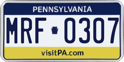 PA license plate MRF0307