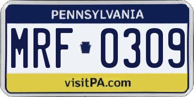 PA license plate MRF0309