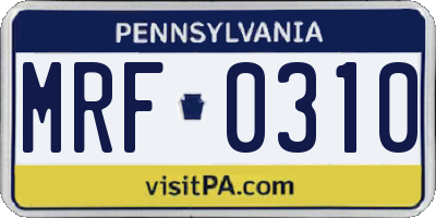 PA license plate MRF0310
